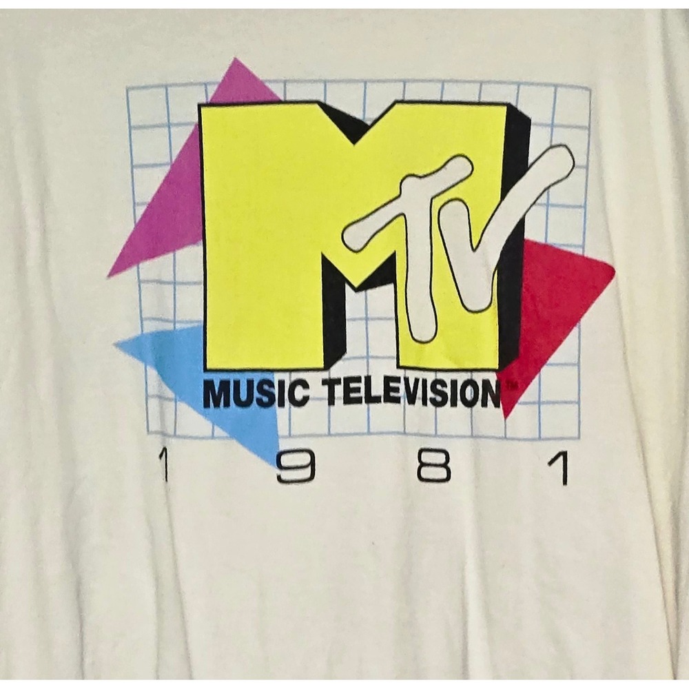 MTV Music Television 1981 Retro Graphic Tee Mens 2XL Cream Zuni ZS1001